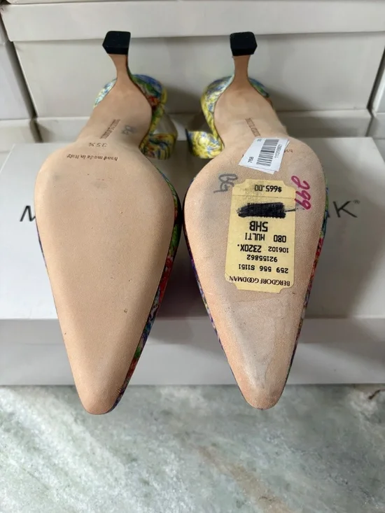 Manolo Blahnikfabric multi-color slingback - Picture 4 of 4